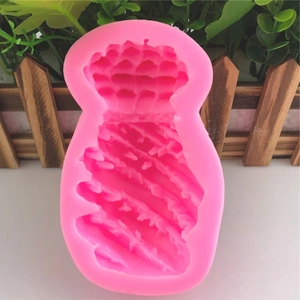 3D pineapple shaped pink silicone mold for DIY fondant cake decorating with scale texture