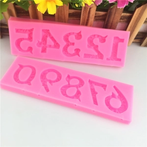 Pink silicone number lollipop mold for DIY chocolate and cake fondant decoration