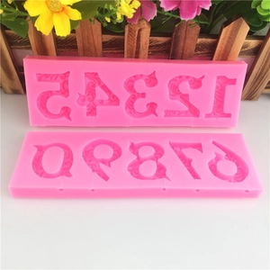 Pink silicone number lollipop mold for DIY fondant and handmade chocolate baking tool