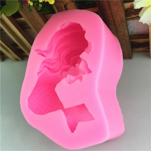 Pink silicone mermaid tail mold for fondant cakes and handmade soap candle making