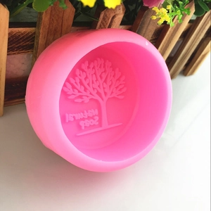 Moule en silicone rose avec motif d'arbre naturel et texte Natural Soap pour artisanat