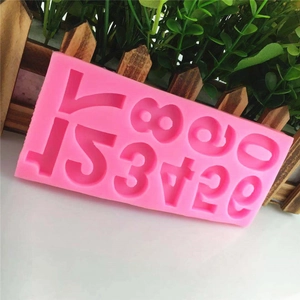 Pink silicone number mold for DIY fondant cake decorating and chocolate crafting tools
