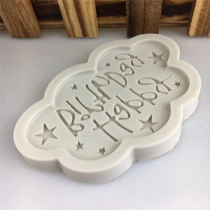 Cloud-shaped Happy Birthday silicone cake mold with stars for fondant and chocolate DIY