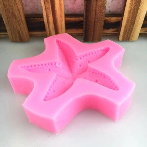 Pink starfish silicone mold for DIY cake decorating and chocolate soap making crafts
