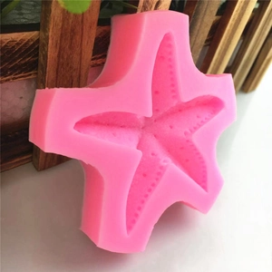 Pink silicone starfish mold for DIY fondant chocolate and soap making projects