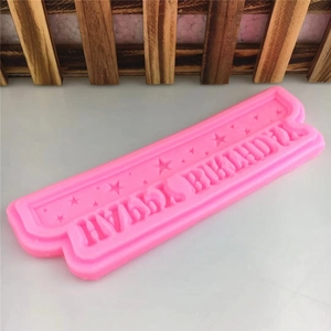 Pink silicone star mold with Happy Birthday text for fondant, chocolate and cake borders
