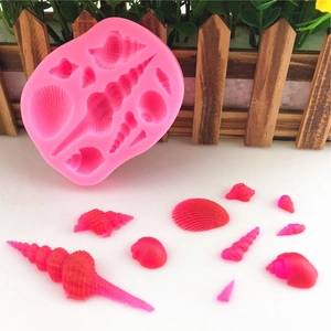 Ocean Theme Seashell Conch Starfish Silicone Mold For Fondant Cake Decoration Chocolate DIY Baking Tool Pink Resin Craft Mold