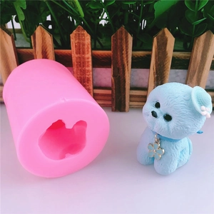 3D Cute Bichon Puppy Dog Silicone Mold For DIY Baking Fondant Aromatherapy Stone Chocolate Cake Decoration Handmade Craft Mold Pink