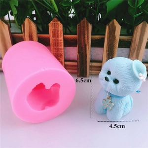 Cute Bichon Dog 3D silicone mold for DIY baking and gypsum crafts with realistic fur detail