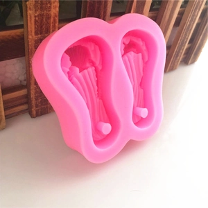 Pink silicone flip-flop shaped mold for DIY cake decorating and baking crafts