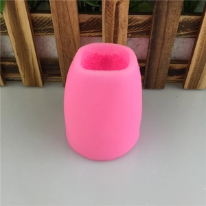Pink silicone sheep mold for DIY candles and cakes with detailed rose textures