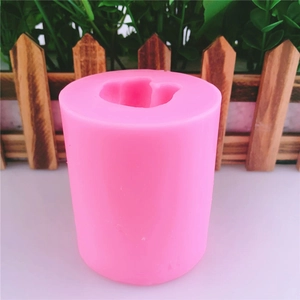 Pink cylindrical silicone mold for Bichon dog shaped aromatherapy plaster and fondant DIY