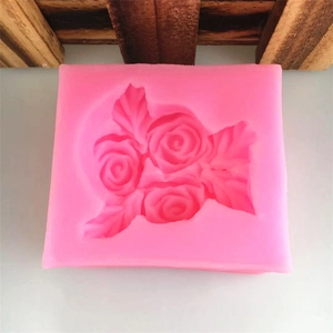 Pink silicone 3D rose flower mold for DIY handmade soap, fondant cake, and wax crafts