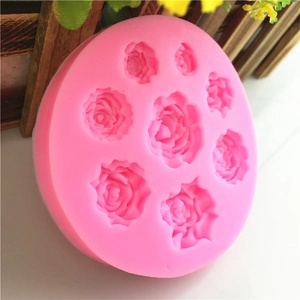 Stampo in silicone rosa con 7 diverse forme di rose per decorazione torte e fondente DIY