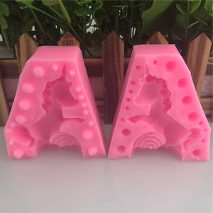 Pink silicone unicorn and rainbow fondant mold for cake decorating and DIY chocolate