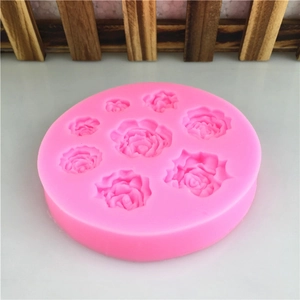 Stampo in silicone rosa con 8 diverse forme di rose per decorazione torte e saponi fai-da-te