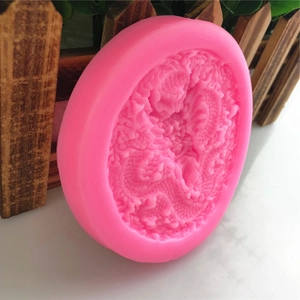 Pink silicone dragon relief mold for DIY wedding cake decorating and fondant crafts