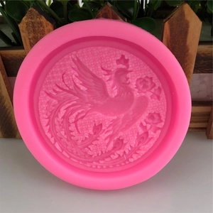 Rosa Silikonform mit Phönix- und Blumenmuster für Tortendekoration und Bastelarbeiten