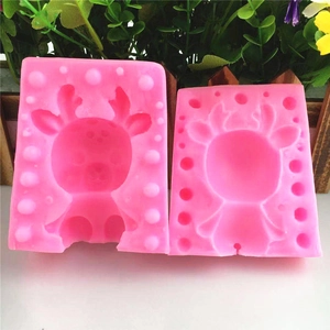 Set of two pink silicone 3D reindeer antler mousse molds for DIY baking and cake decorating
