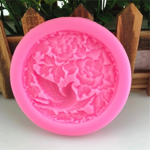 Stampo in silicone rosa con motivi floreali e uccelli per decorazione torte e dolci