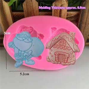 Pink silicone mold for DIY Christmas Santa and gingerbread house fondant cake
