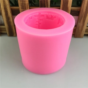 Pink cylindrical silicone mold for DIY Christmas elk cedar candles and fondant crafts