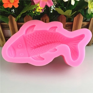 Pink 3D koi fish silicone mold for chocolate and fondant cake decorating DIY