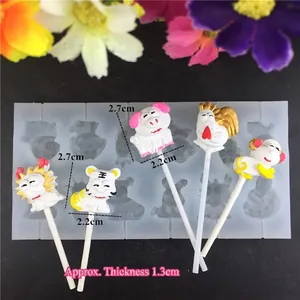 Moules en silicone animaux du zodiaque pour sucettes en chocolat et décoration de gâteaux