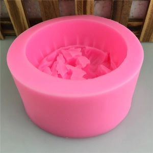 Pink silicone mold with flower patterns for DIY handmade soap and fondant cake decoration