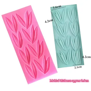 Bamboo leaf silicone mold for DIY fondant and chocolate baking in pink and green
