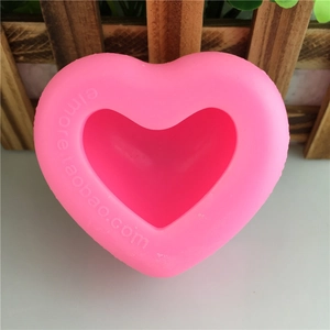 3D heart shaped pink silicone mold for DIY handmade soap and fondant cake decorating