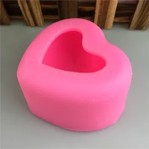 3D heart shaped pink silicone mold for handmade soap, candles and cake decorating DIY
