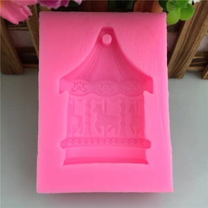 Pink silicone merry-go-round carousel mold for fondant, plaster and DIY cake decorating