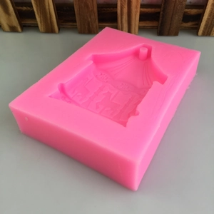 Pink silicone carousel mold for DIY soap making, candles and fondant cake decorations