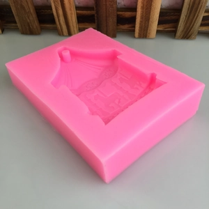 Pink silicone carousel mold for DIY plaster salt carving and fondant cake decorating