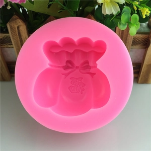 Moule en silicone rose avec motif de sac de chance 3D pour gâteaux et savons DIY