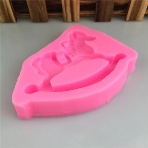 Stampo in silicone rosa a forma di cavallo a dondolo per torte e gesso artigianale