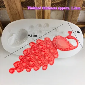 Peacock shape silicone DIY mirror mold for resin and fondant with 1.2cm thickness