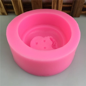Pink moon baby silicone mold with star patterns for DIY chocolate and fondant