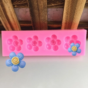 DIY Multi Cavity Spiral Flower Silicone Mold For Fondant Cake Decoration Chocolate Handmade Soap Craft Pink Baking Tool