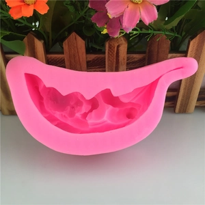 Pink silicone baby mold for DIY lotus leaf sleeping pose fondant and chocolate cake decoration
