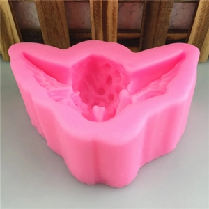Stampo 3D in silicone con angelo rosa per uso alimentare, ideale per fondente e dolci