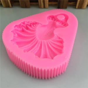 Moule en silicone pour robe de mariée 3D jupe de ballet décor de gâteau et artisanat