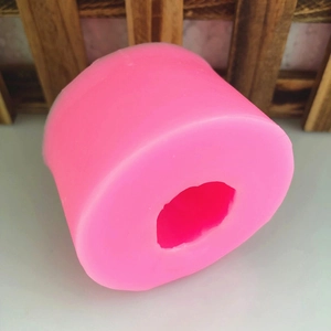 Pink cylindrical silicone mold for DIY rose bud fondant cake and candle making