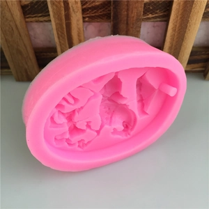 Pink silicone mold for DIY aromatherapy gypsum featuring intricate embossed floral textures