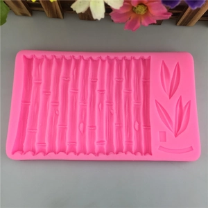 Pink silicone bamboo and leaf mold for cake decorating and chocolate baking tool