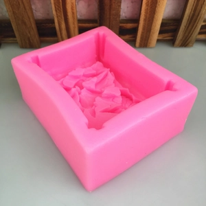 Moule rectangulaire en silicone rose à texture de pierre pour savon et bougies DIY