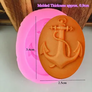 Silicone anchor mold for DIY fondant cakes with detailed nautical relief, 3.4x2.5cm