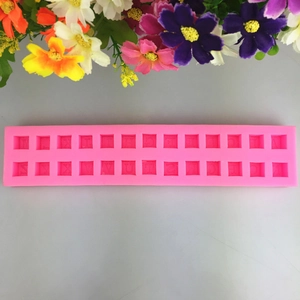 Pink silicone 3D square letter mold with 26 A-Z cavities for chocolate and handmade soap