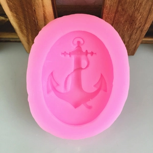 Pink silicone pirate ship anchor mold for DIY fondant cake decoration and soap making